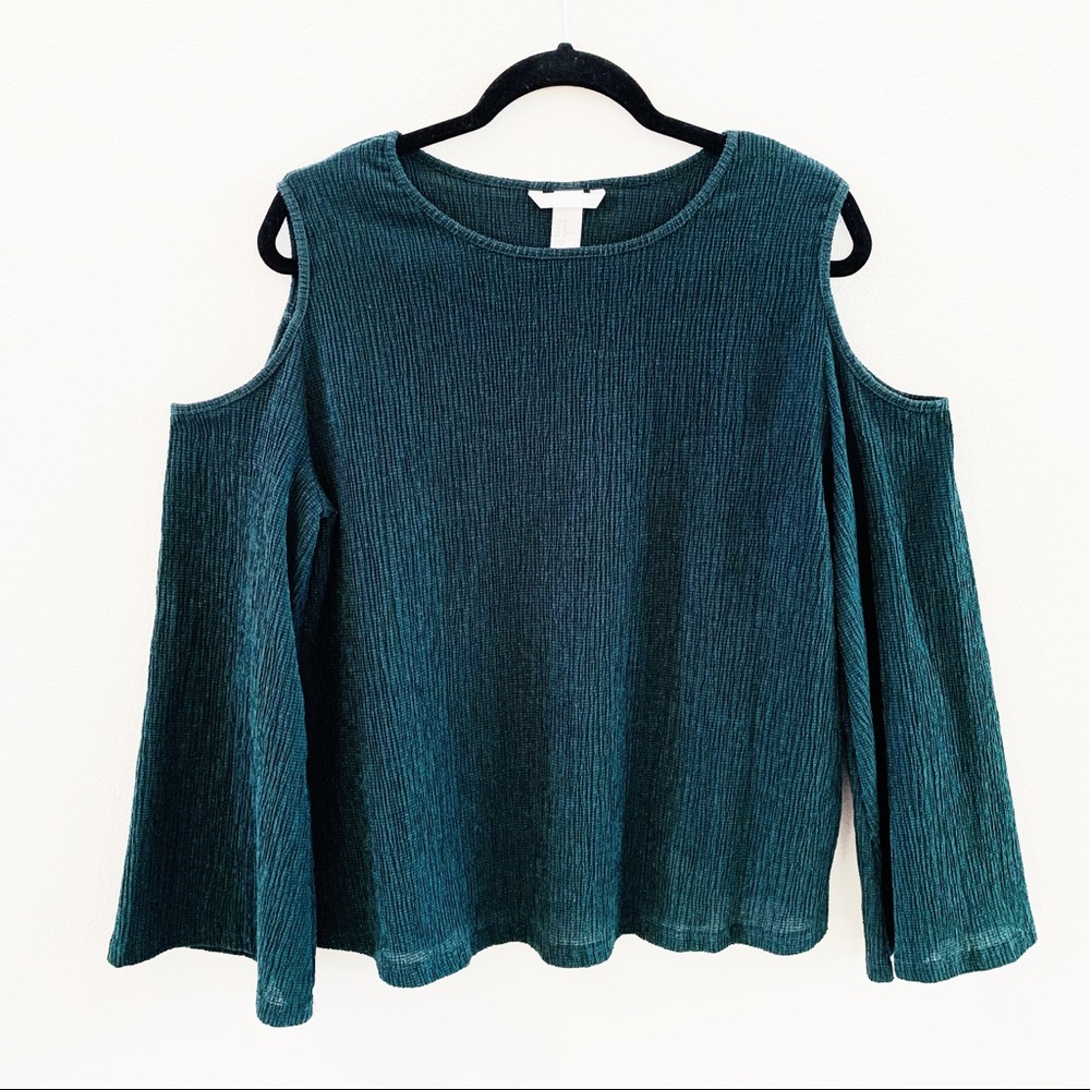 H&M Textured Cold Shoulder Top